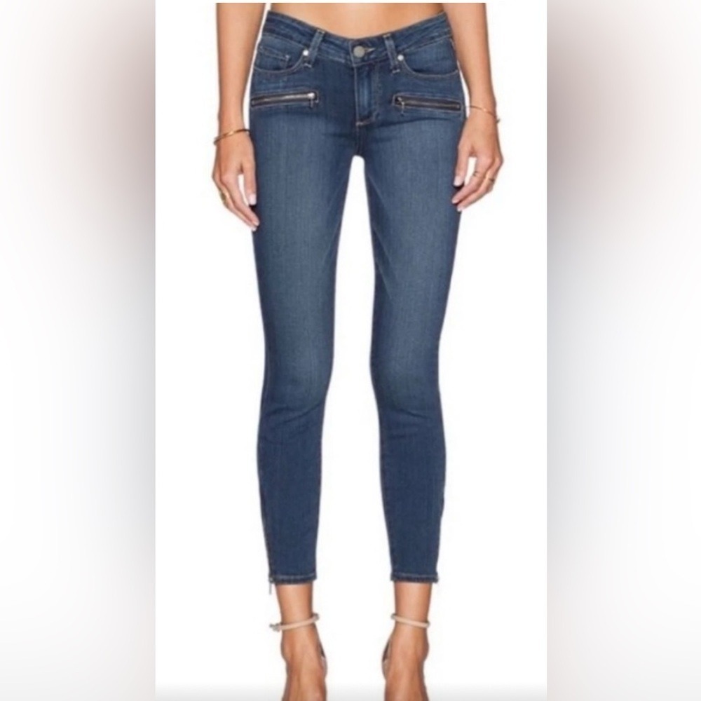 Paige Denim Women's Blue Skinny Leg Ankle Zip Moto Jeans Size 25